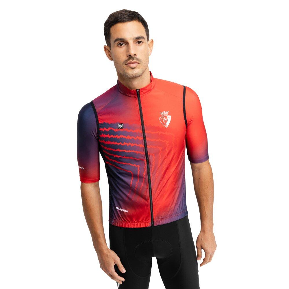 SIROKO Men 's club atlético osasuna x siroko windproof cycling vest OS V1 Valiente Red