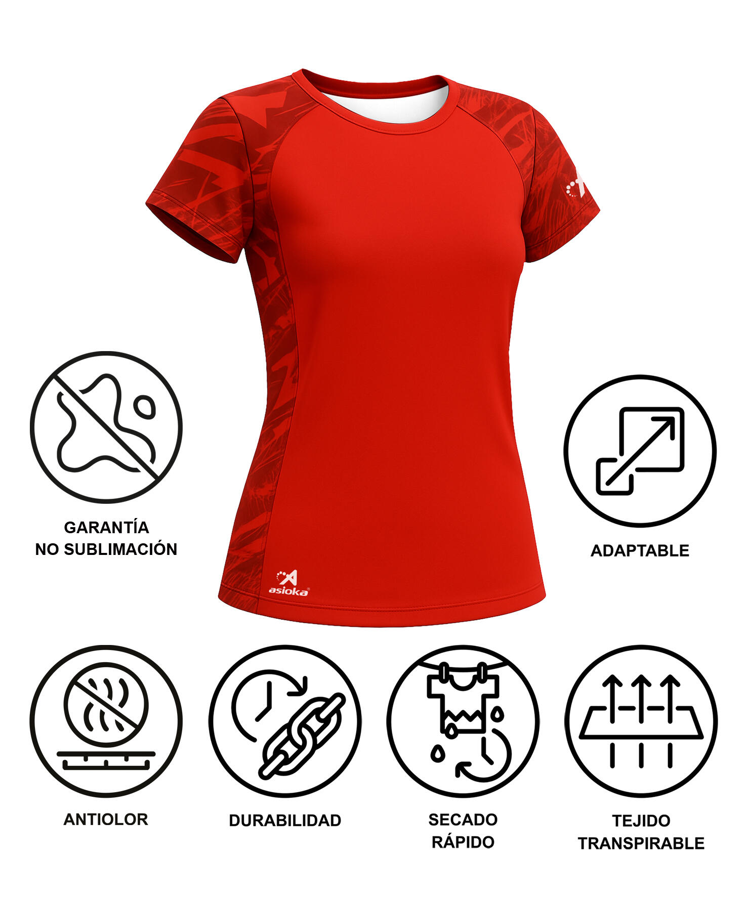 T-shirt de corrida de manga curta para mulher ASIOKA VALENCIA. Efeito Coolmax. 6/7