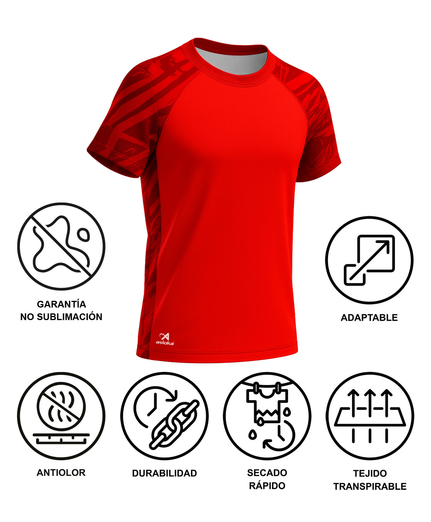 T-shirt de corrida de manga curta para homem ASIOKA VALENCIA. Efeito Coolmax. 6/7