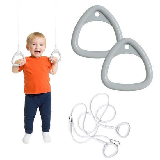 Kinder Gymnastik Turnringe für Sprossenwand und Spielplatz Grau
