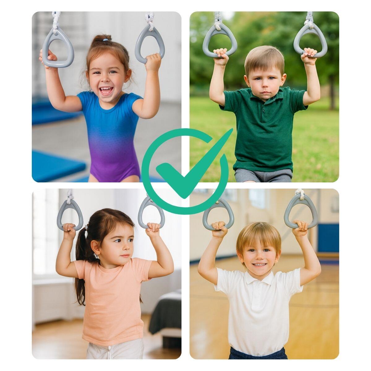 Kinderen Gymnastiek Turnringen voor sportraam en speeltuin Grijs 6/7