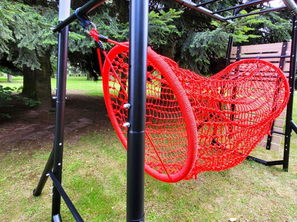 Garten Klettergerüst mit Kletterwand Netz Monkey bar Labirynt Schwarz Rot 7/7