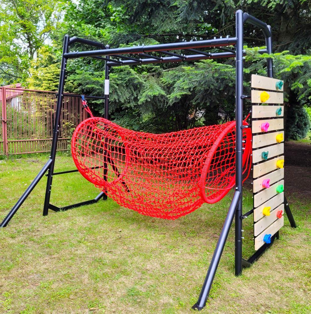Garten Klettergerüst mit Kletterwand Netz Monkey bar Labirynt Schwarz Rot 4/7