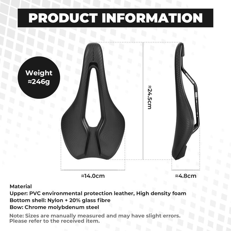 Șa bicicletă ROCKBROS confortabilă GRAVEL, Negru, 246 g.