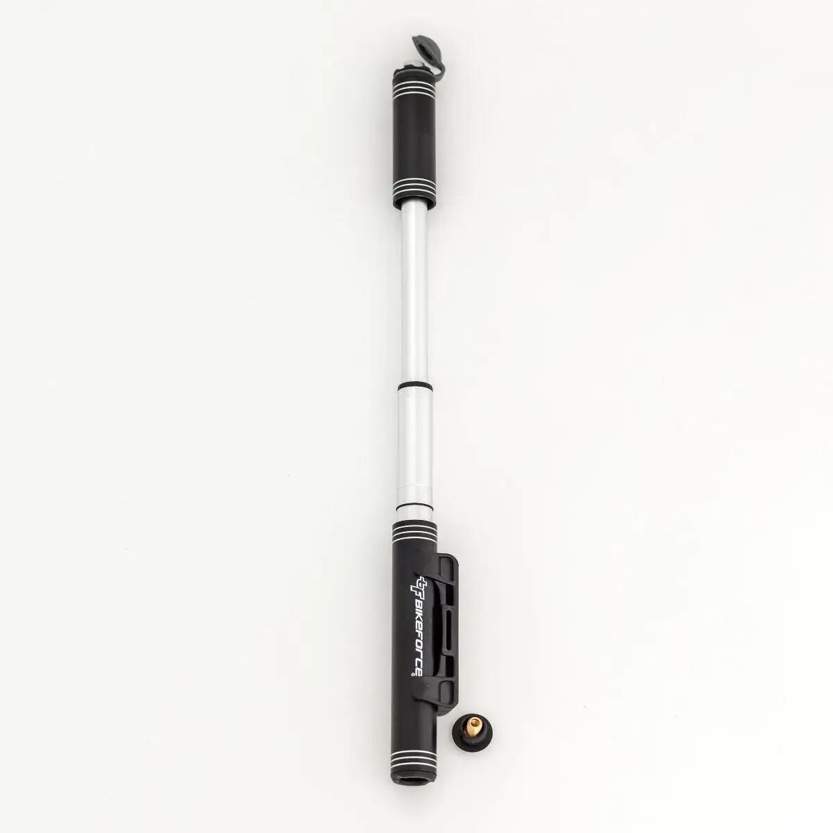 Pompă mini Bikeforce BM-10, furtun aluminiu, 80 PSI (~5,5 bar), SV/FV/DV. 2/4