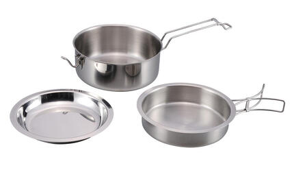 Origin Outdoors Edelstahl Kochset - Kochtopf/ Teller