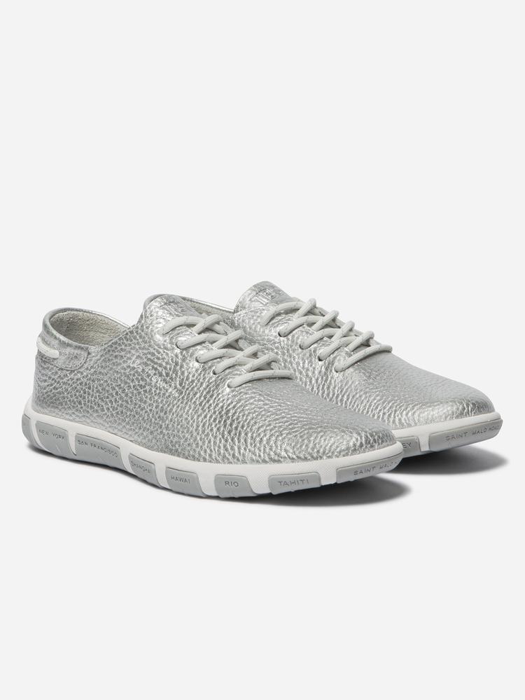 Baskets Femme JAZARU Silver - Cuir, Lacets, Talon 25 mm 2/5