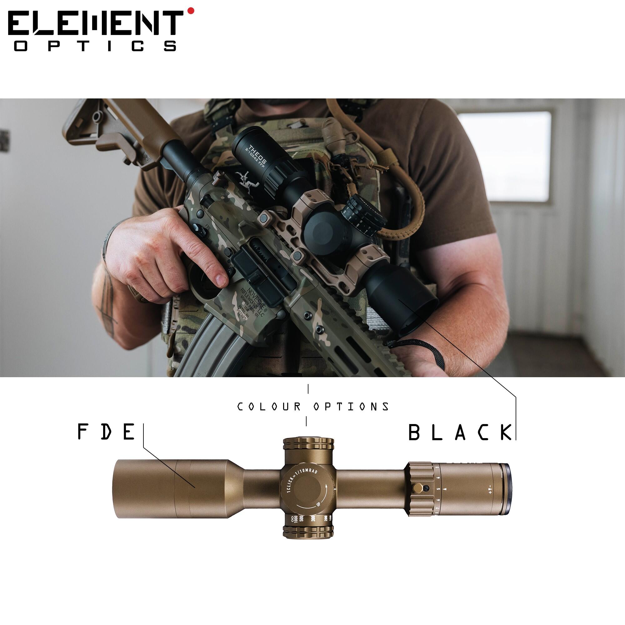 Mira Element Optics Theos 2-10x42 FFP MRAD MPR-1D FDE 6/7
