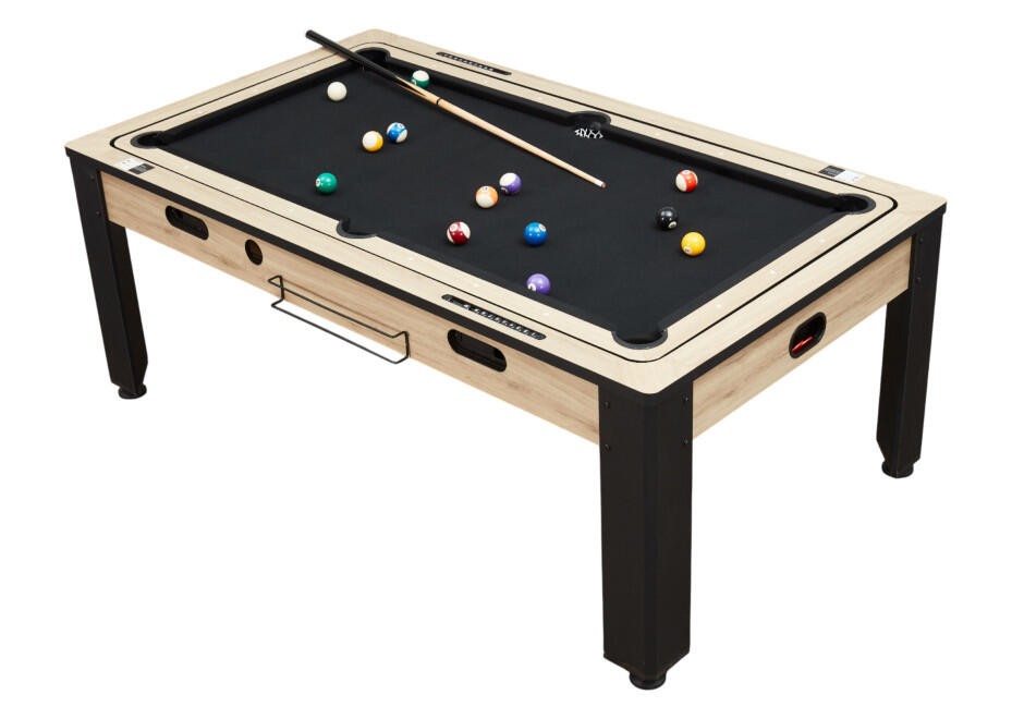 Table multi jeux 7FT industrielle convertible billard hockey bois clair 3/7