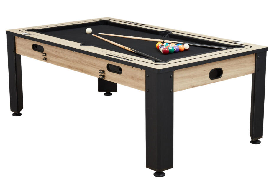 Table multi jeux 7FT industrielle convertible billard hockey bois clair 2/7