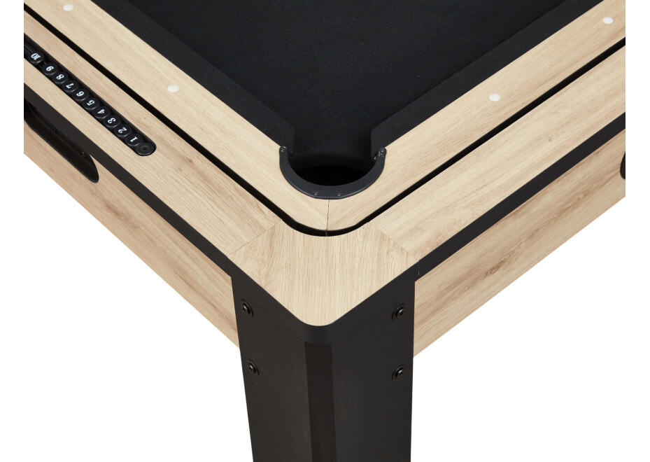 Table multi jeux 7FT industrielle convertible billard hockey bois clair 4/7