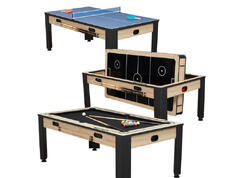 Table multi jeux 7FT industrielle convertible billard hockey bois clair