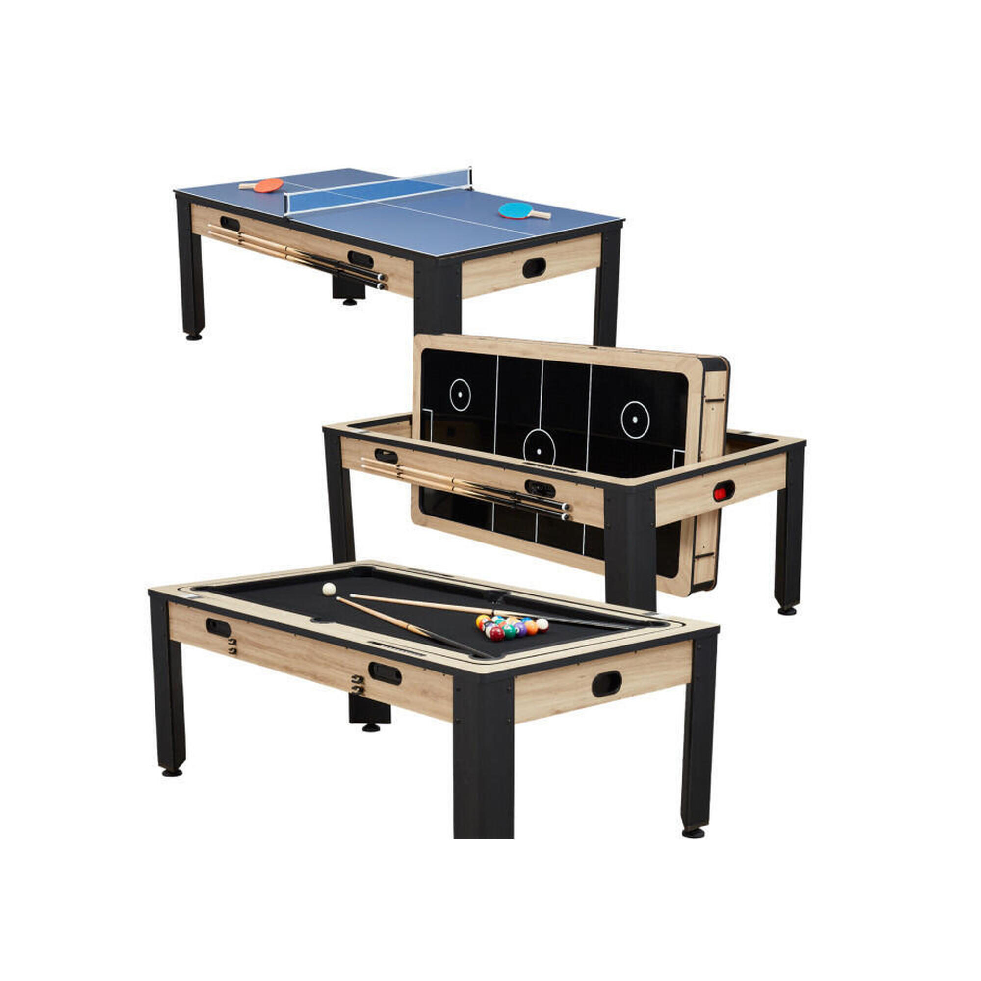 Catenaccio - Table Multi Jeux 7ft Industrielle Convertible Billard Hockey Bois Clair - Table De Air Hockey - Marron - Taille Unique - Decathlon