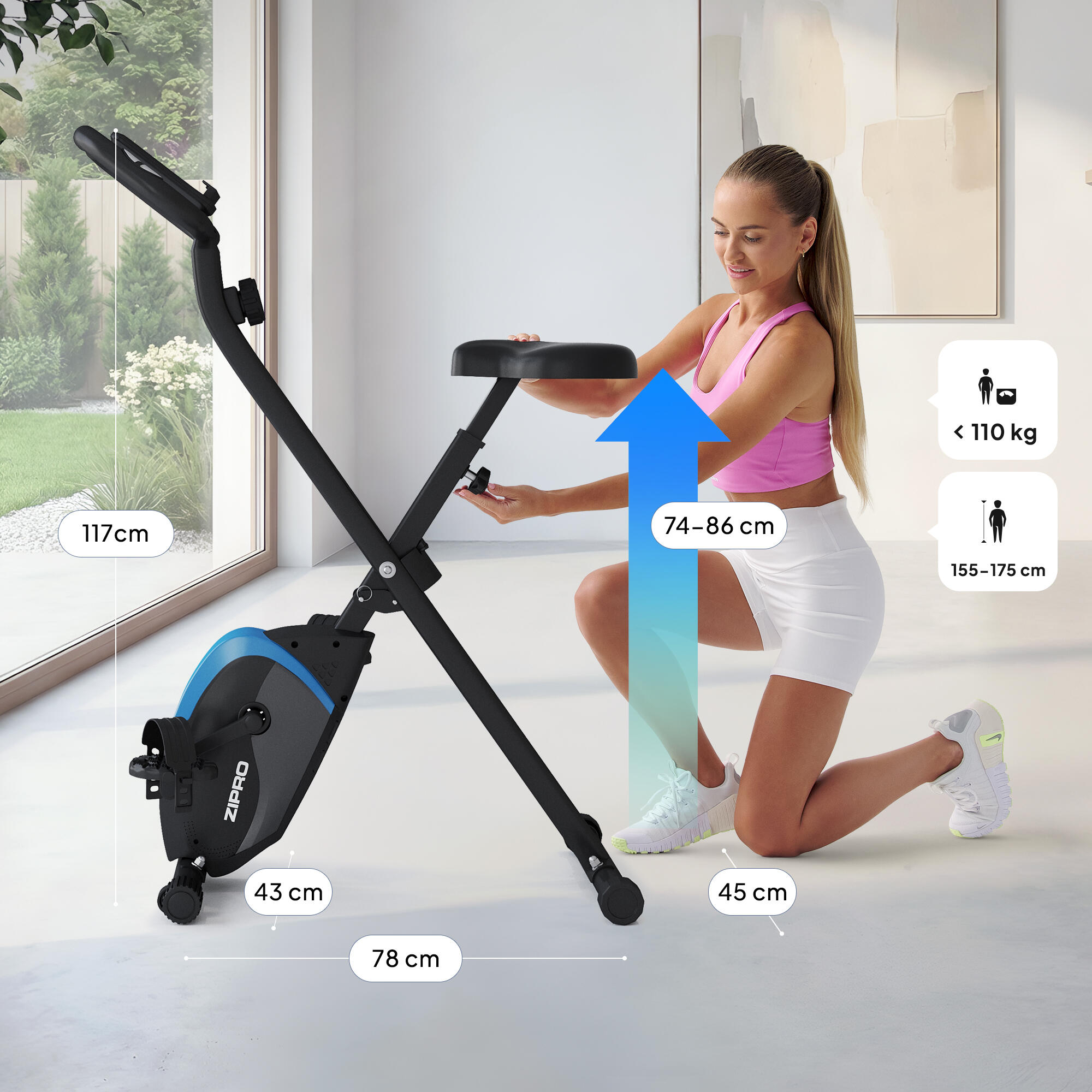 Vélo d'appartement pliable Zipro Future X magnétique pour fitness et cardio 2/8