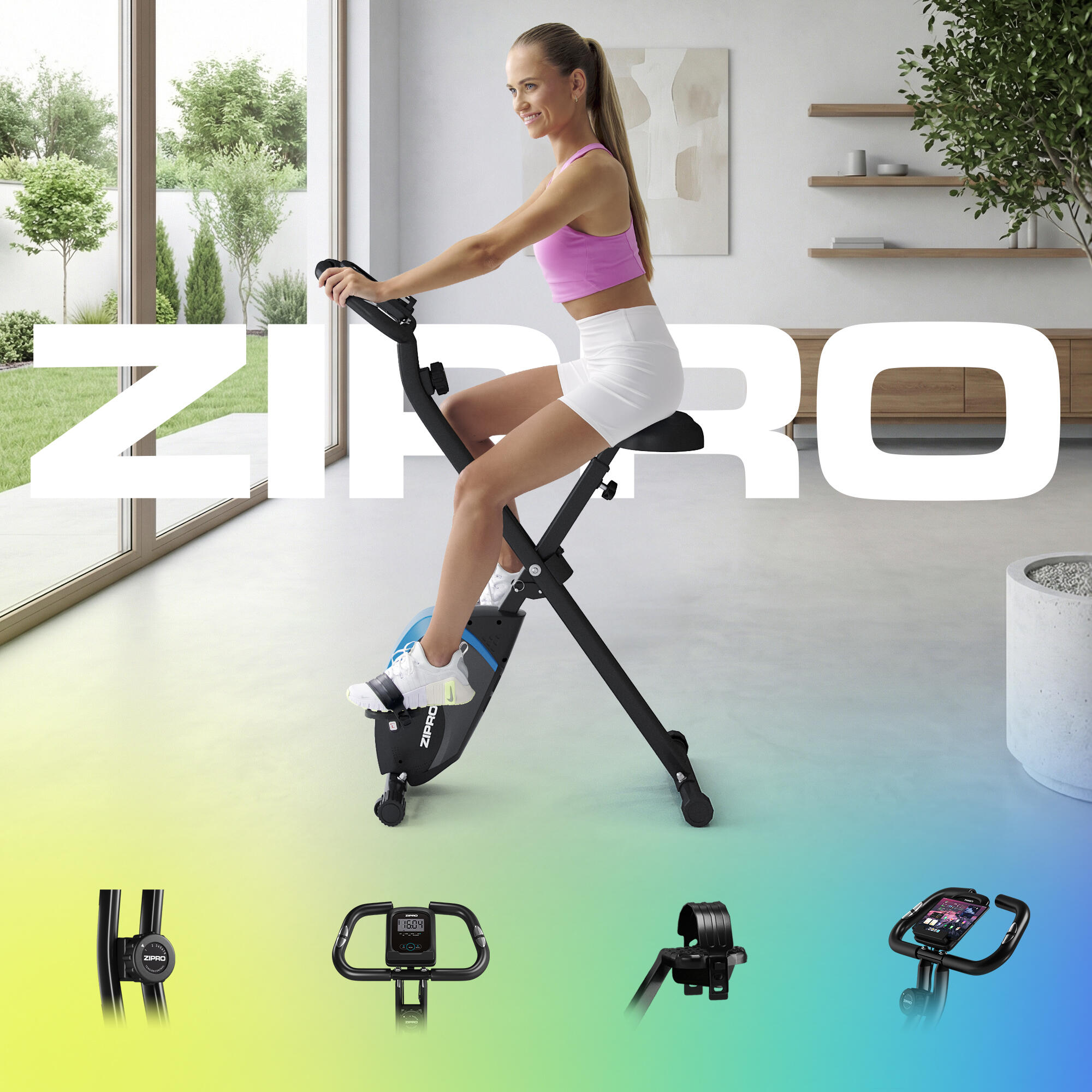 Vélo d'appartement pliable Zipro Future X magnétique pour fitness et cardio 3/8