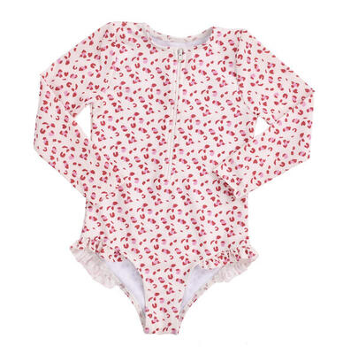 Costume da bagno bambina Swim Essentials Flower Hearts UPF50+ maniche lunghe