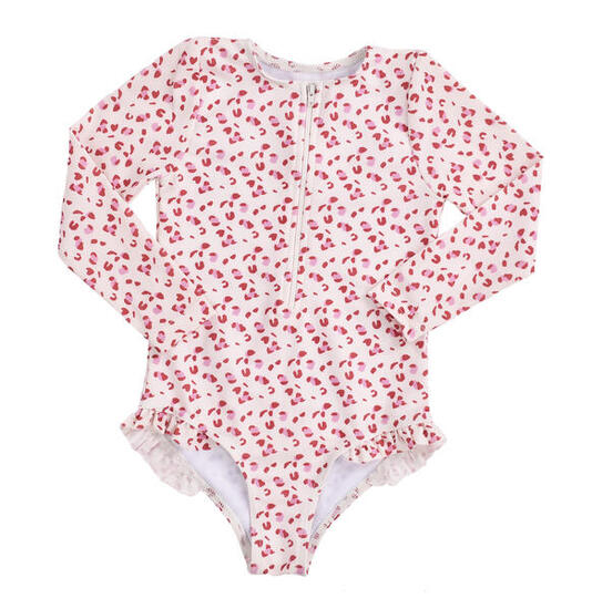 Costume da bagno bambina Swim Essentials Flower Hearts UPF50+ maniche lunghe