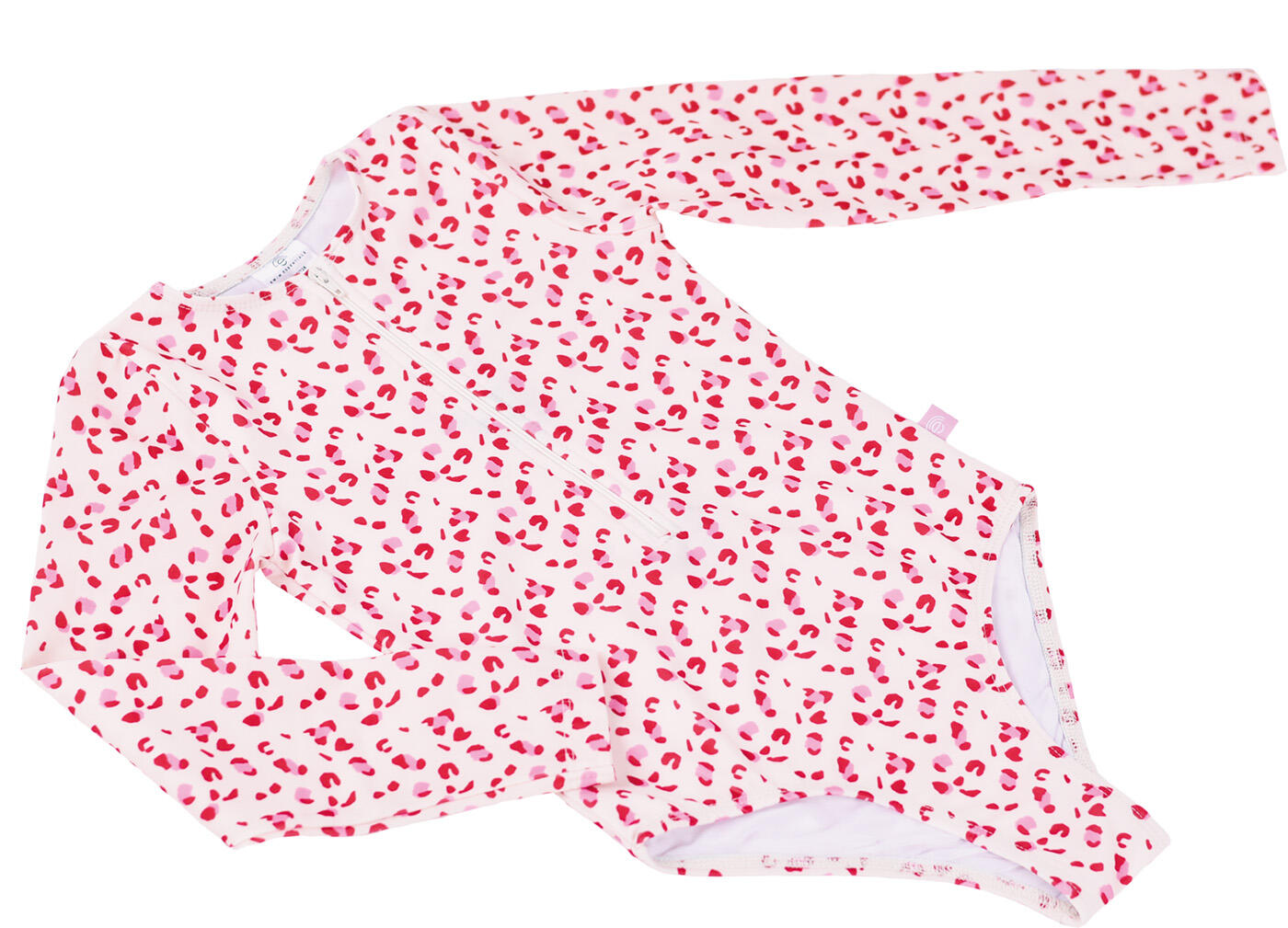 Maillot de bain UV Filles Avec Manches - Rose Ancien - Leopard - 86/92 6/7