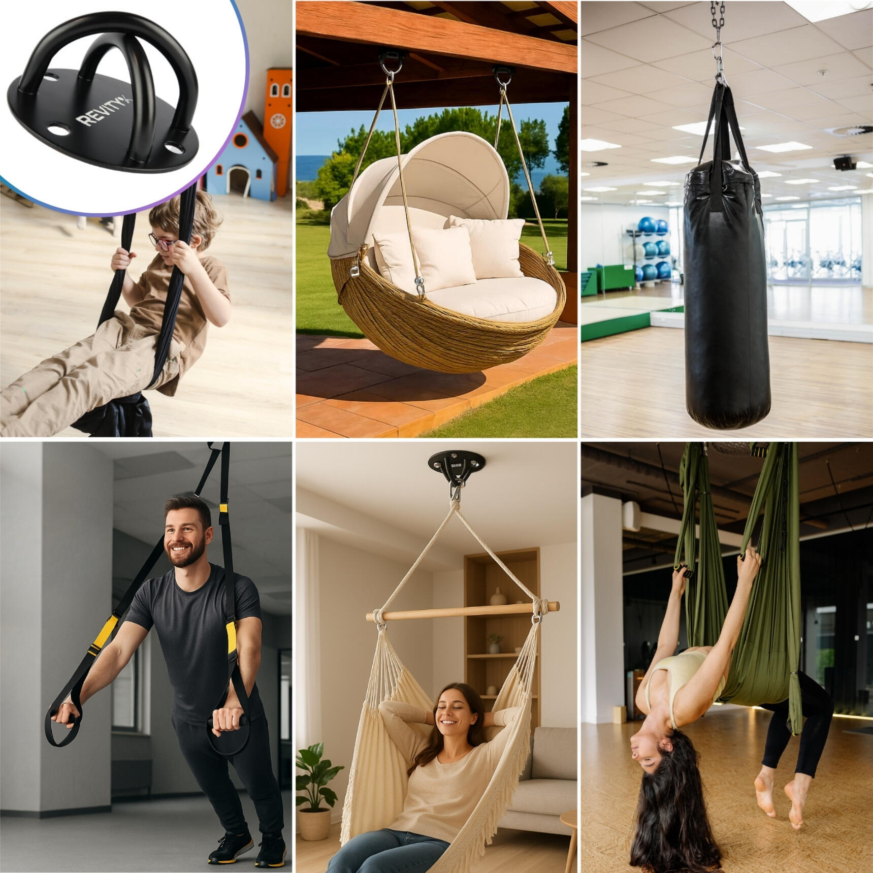 Crochet de plafond/mural pour suspension trainer, hamac, sac Revity Gravity Hook 3/7