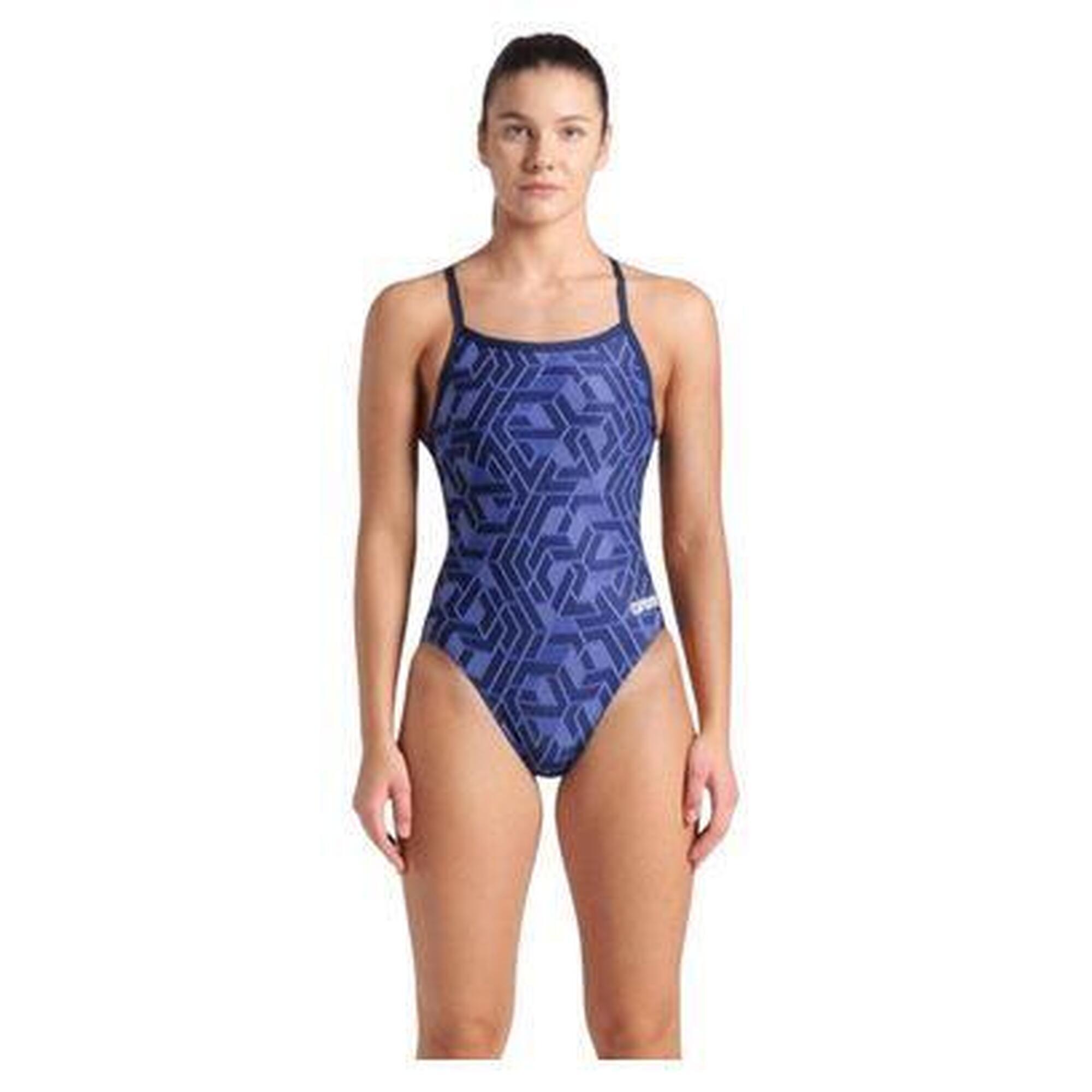 Arena - Maillot De Bain Arena Escape Dos Challenge Bleu Femme - Maillot De Bain 1 Pièce - Bleu - 40 - Decathlon
