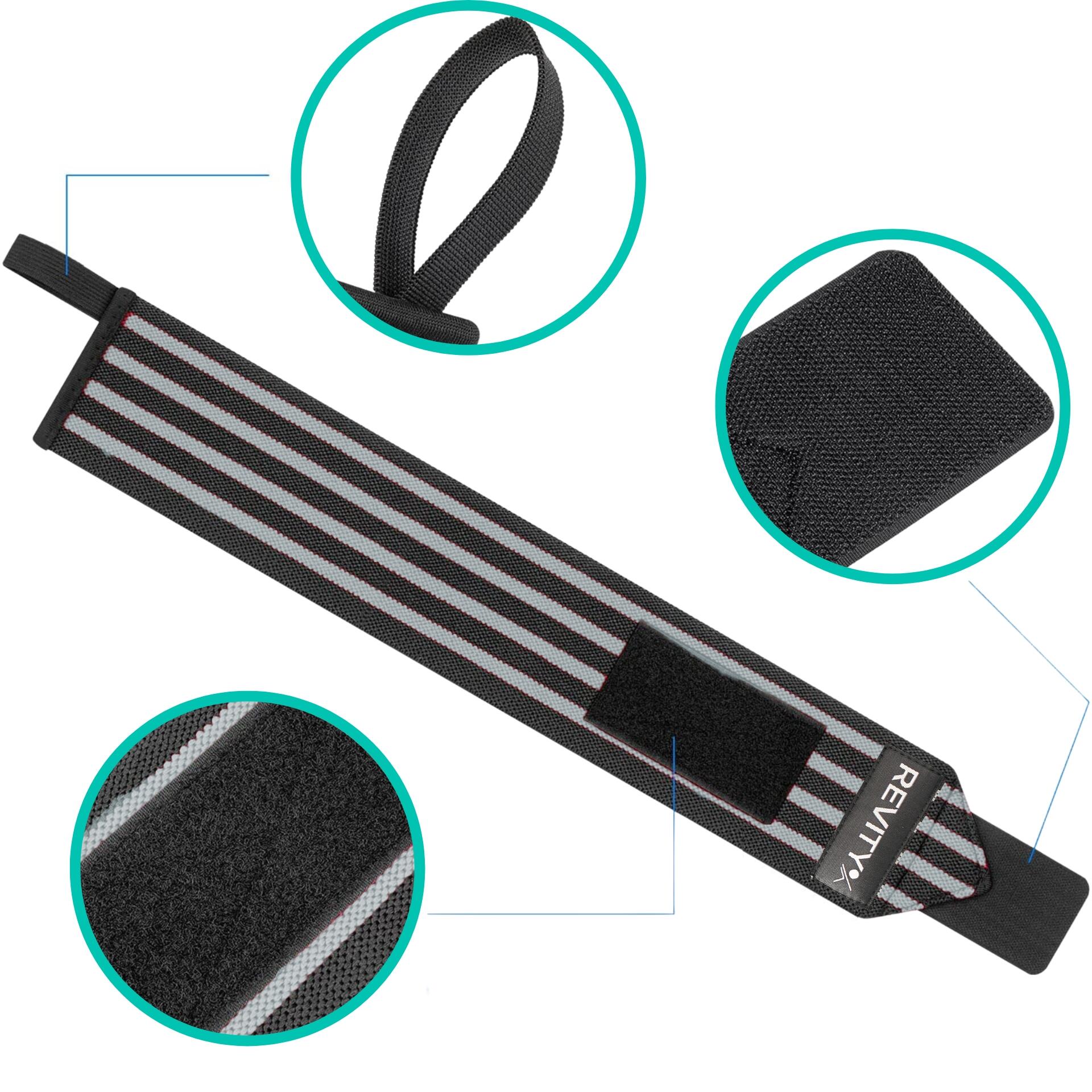 Muñequeras de halterofilia Wrist Wraps, soporte elástico con velcro, vendas 6/7