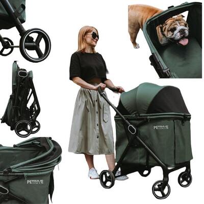 Grande passeggino per cane o gatto B.RIDER verde fino a 30 kg