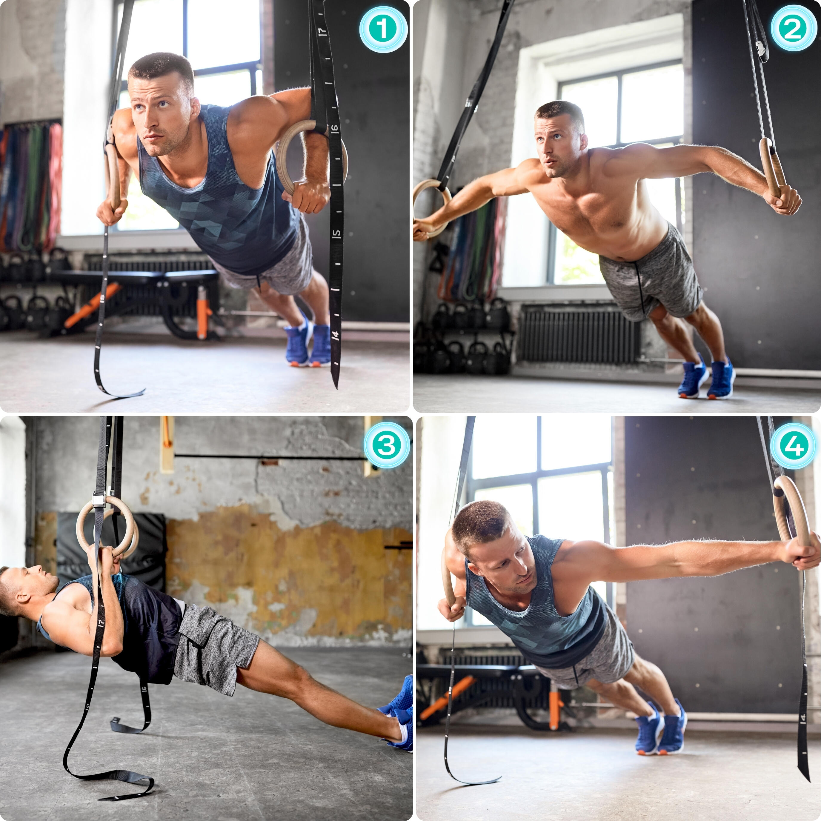 Koła gimnastyczne drewniane kółka do ćwiczeń obręcze Gym Rings do Cross Treningu 3/7