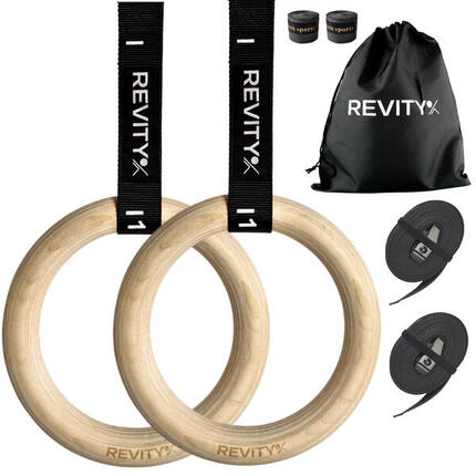 Turnringe Set - Gymnastikringe für Calisthenics, Holz Gym Rings mit Trainingplan