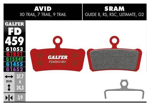 Paar Galfer Semi-metallic remblokken Avid X0 / Trail / 7 Trail / 9 Trail / Sram 2/2