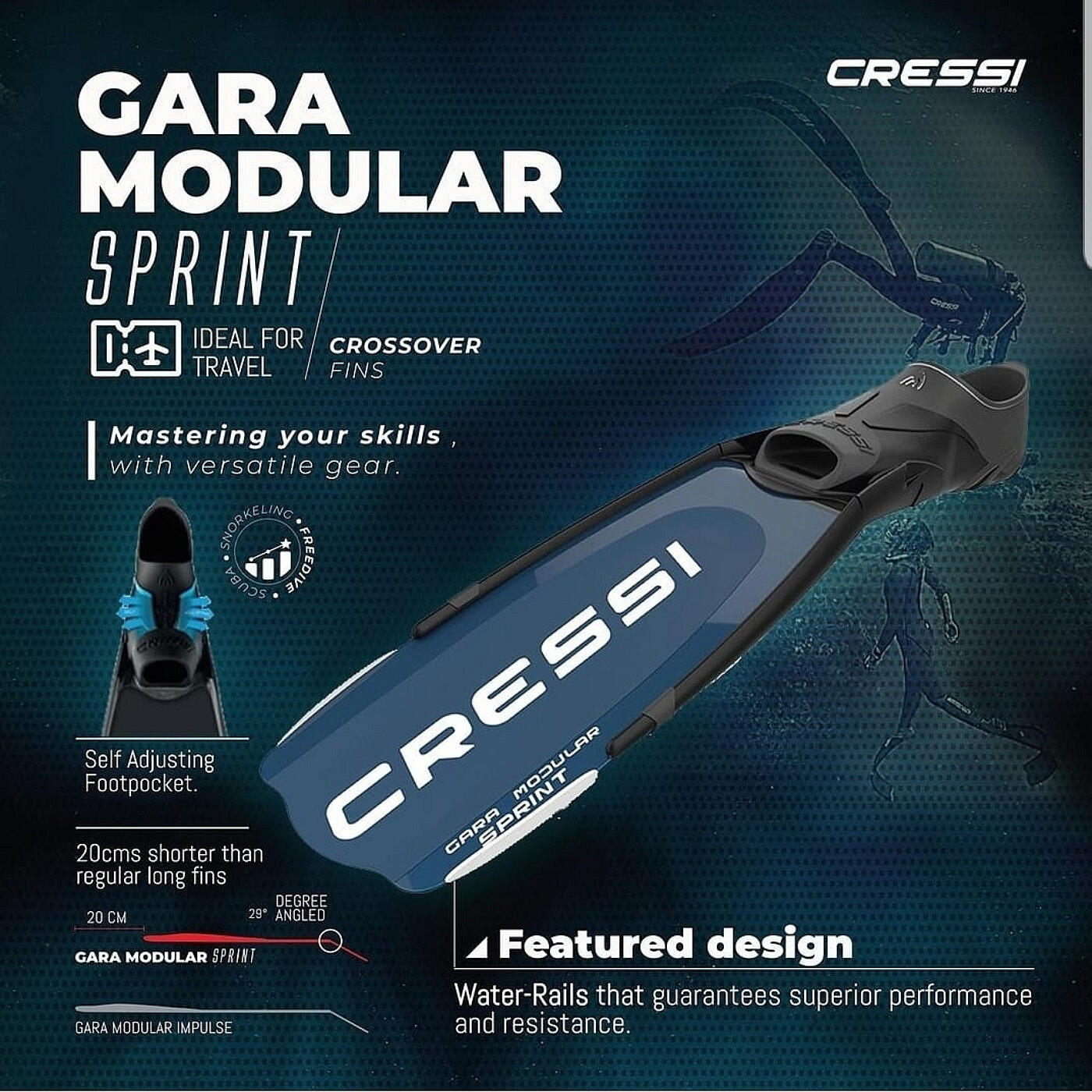 Płetwy pływackie GARA MODULAR SPRINT do freedivingu 7/7