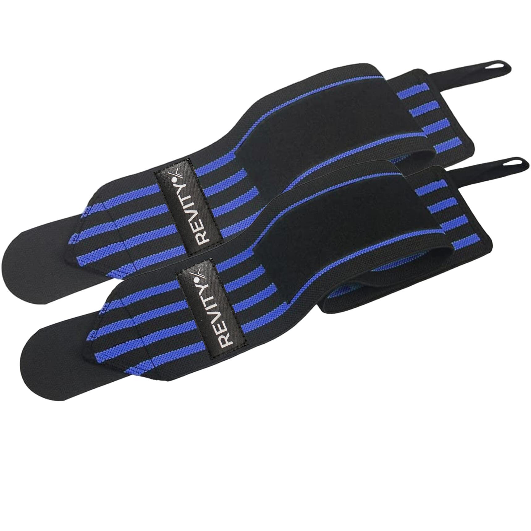 Polsbanden -Polsbrace voor krachttraining Hero Wrist Wraps Elastische x2, blauw 5/7