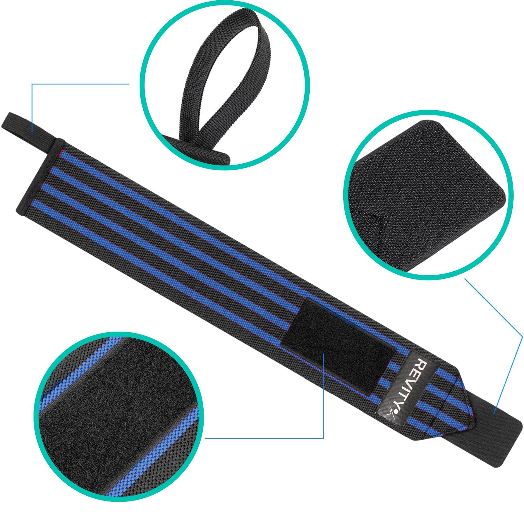 Polsbanden -Polsbrace voor krachttraining Hero Wrist Wraps Elastische x2, blauw 6/7