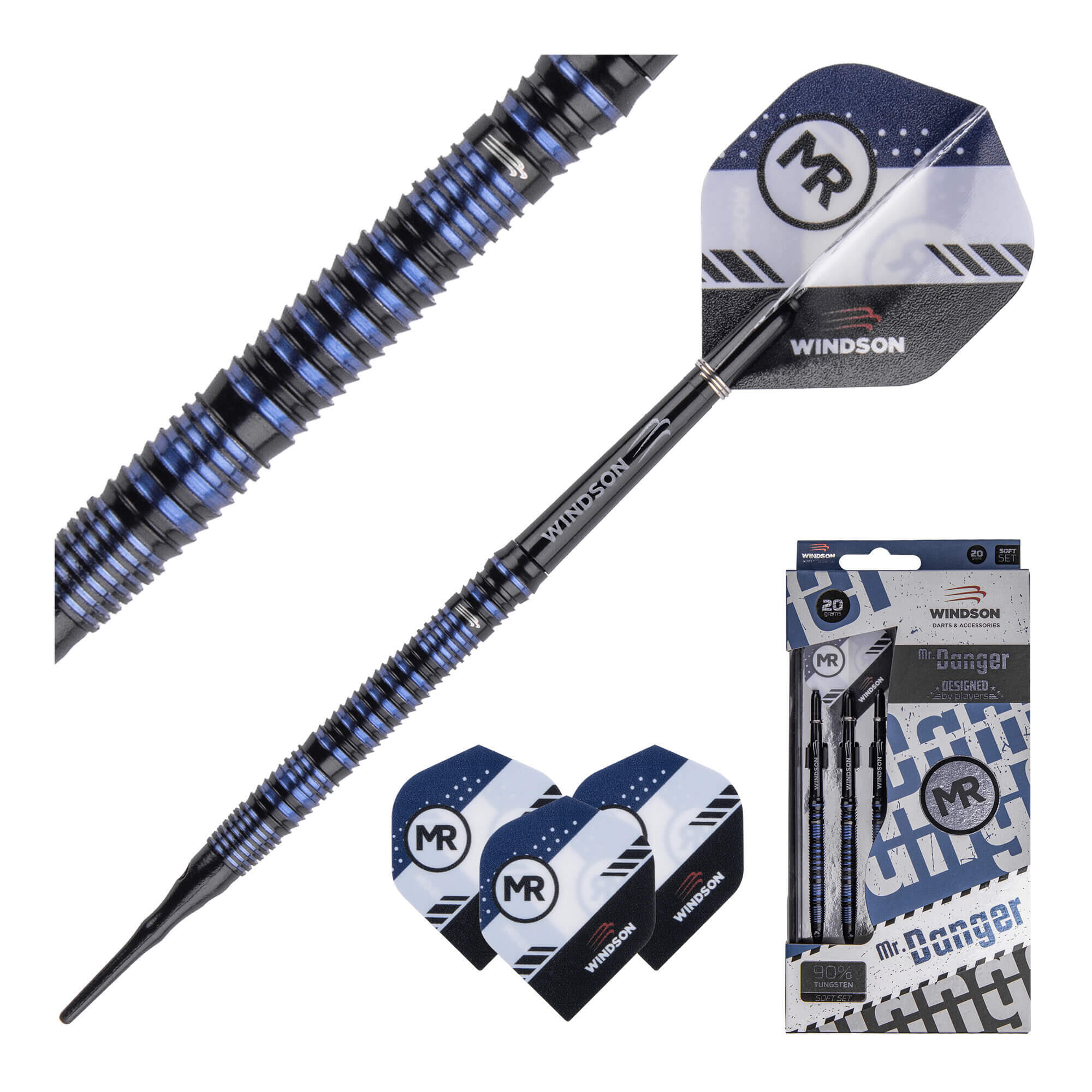 Set dartpijlen MR. DANGER 20g Tungsten - soft 2/5