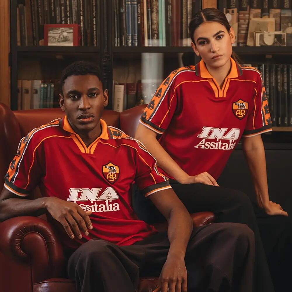 Maillot de football rétro - Homme - AS Roma 1998/99 - Manches Cortes - Rouge 2/7