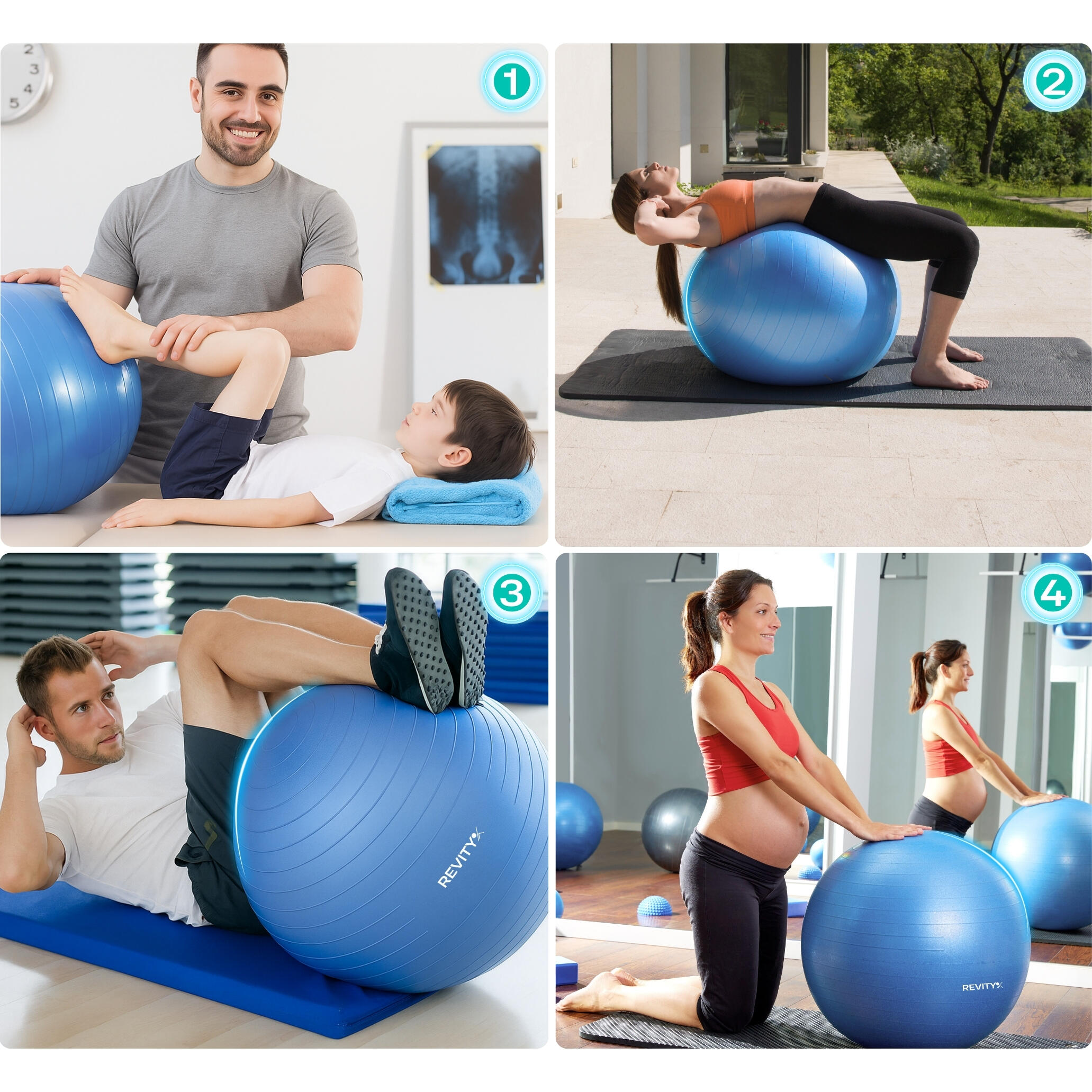 Nafukovací gymnastický míč REVITY Gym Ball 65 cm, 1200 g 2/7