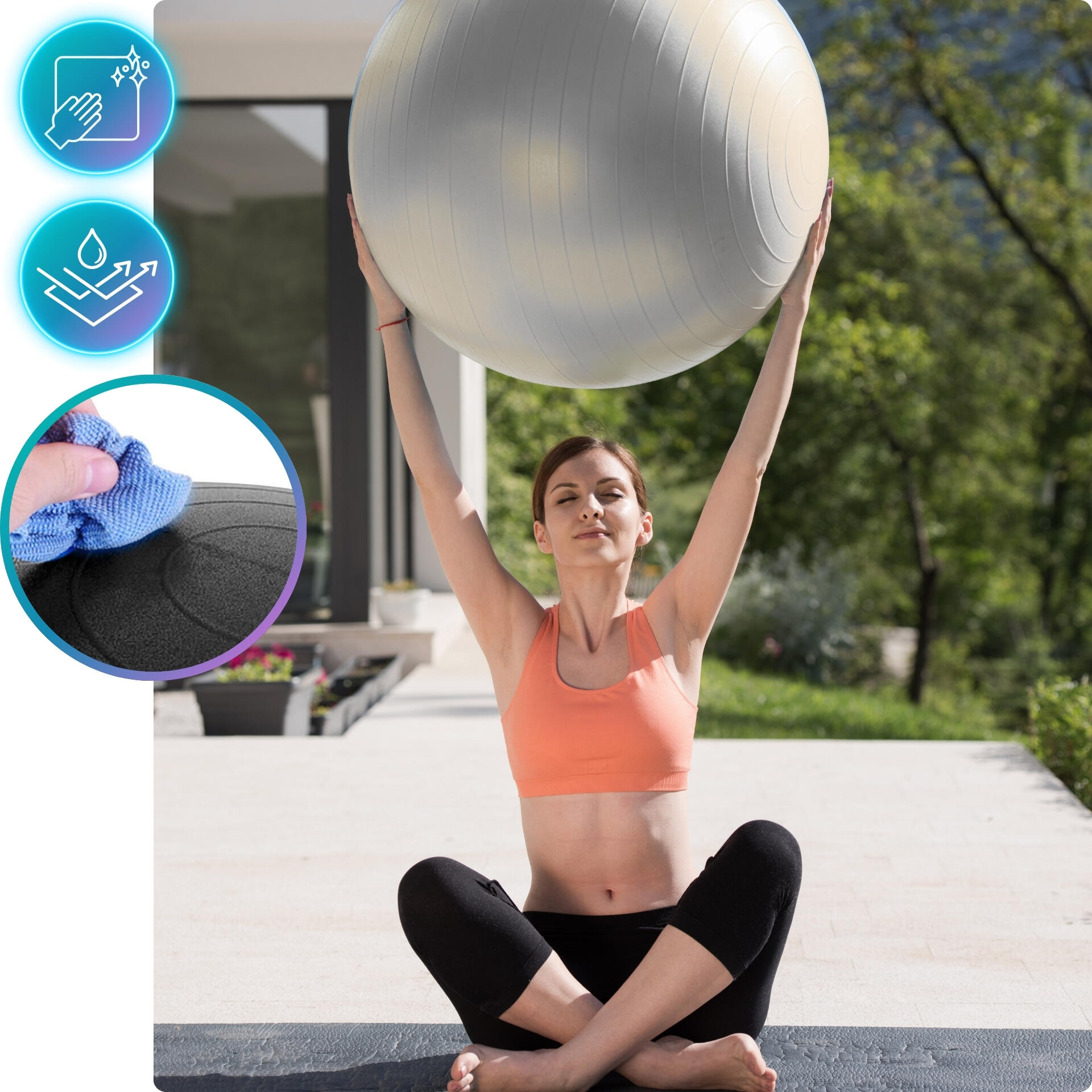 Piłka fitness do ćwiczeń gimnastyczna rehabilitacyjna Gym Ball 65 CM 1200G 7/7