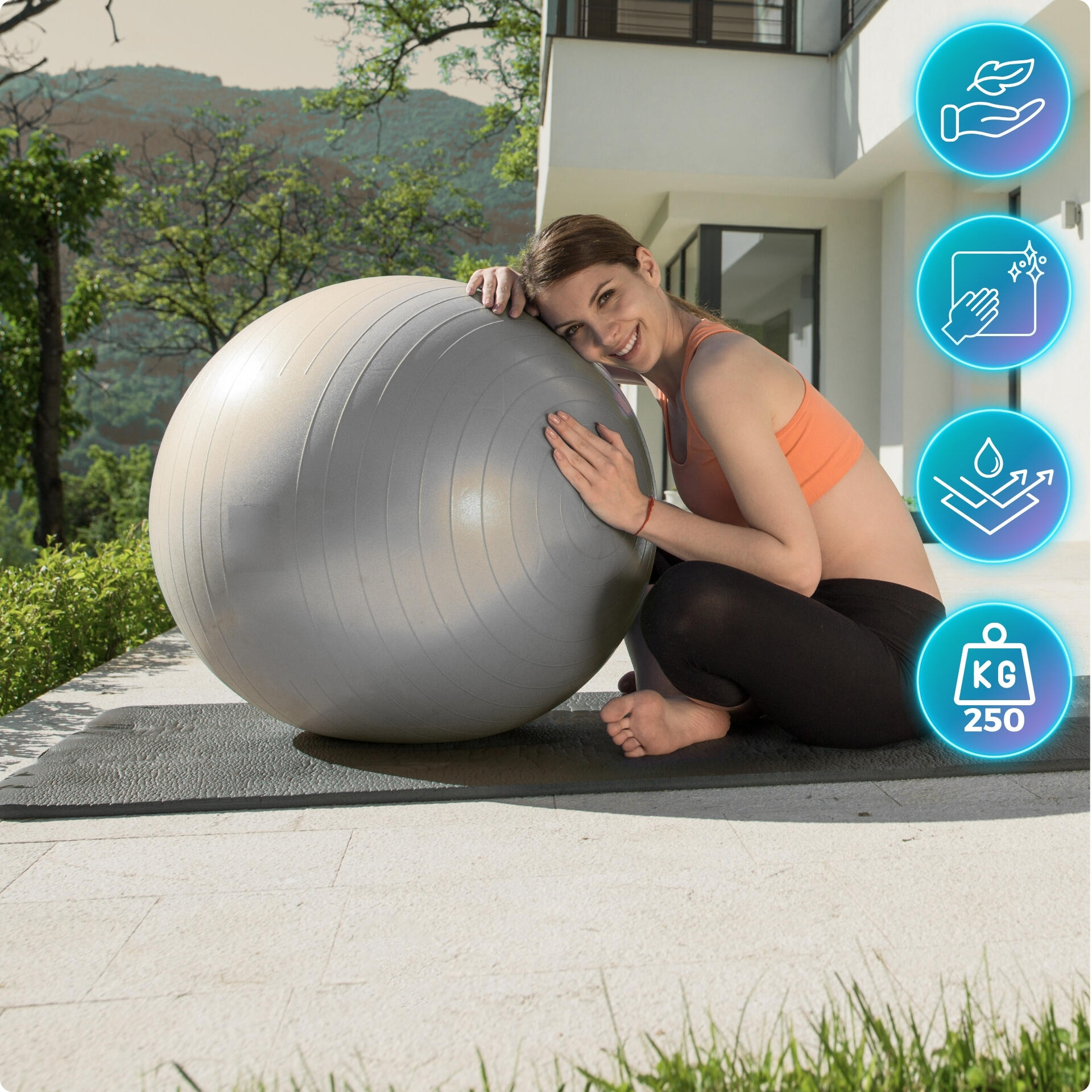 Piłka fitness do ćwiczeń gimnastyczna rehabilitacyjna Gym Ball 65 CM 1200G 4/7
