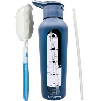 Trinkflasche aus Glas, Wasserflasche 700 ml mit Silikonhülle und Trinkstutzen