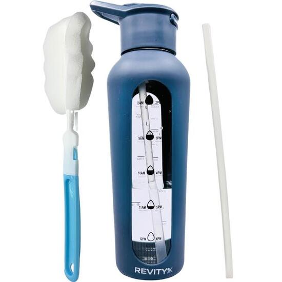 Trinkflasche aus Glas, Wasserflasche 700 ml mit Silikonhülle und Trinkstutzen