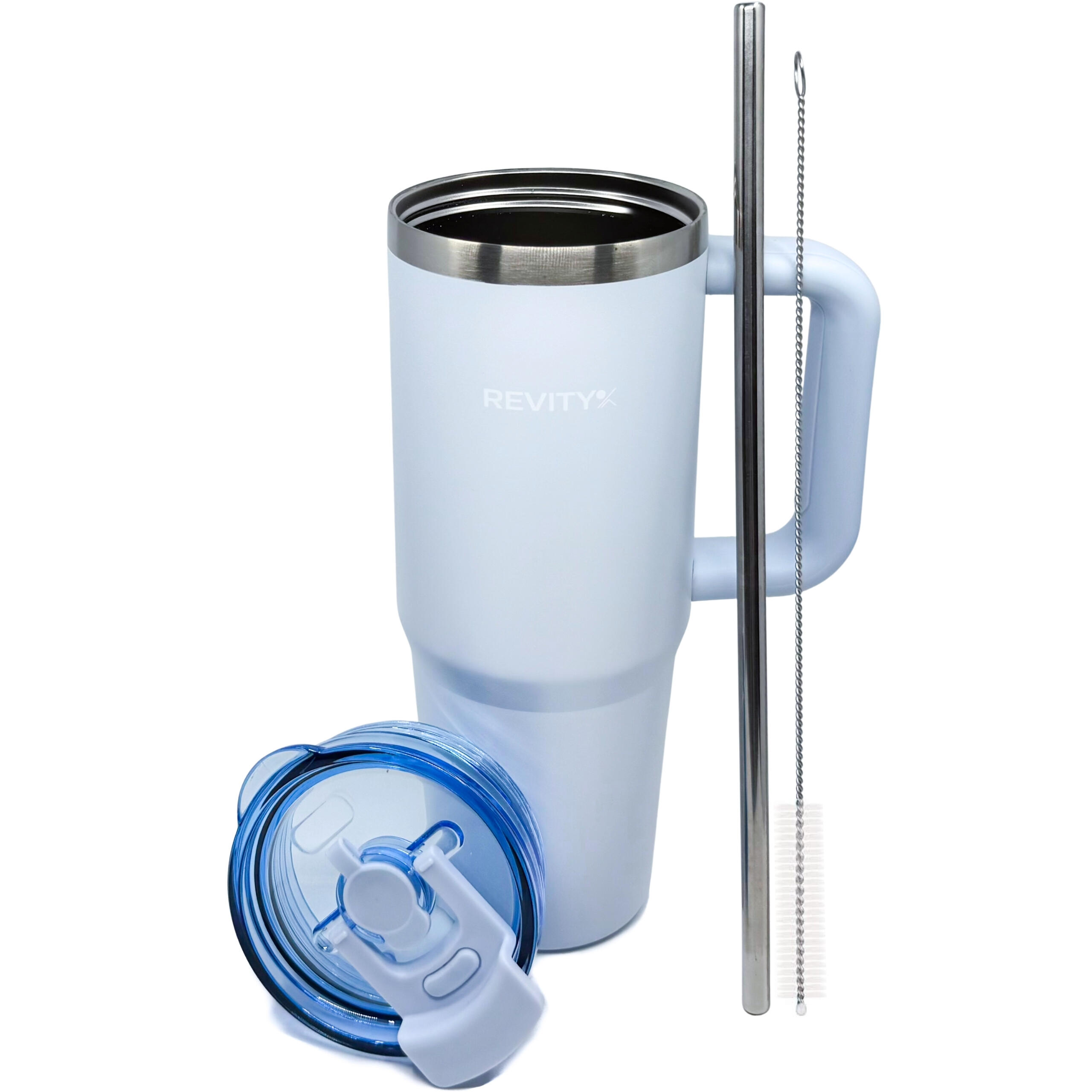 REVITY Termohrnek s brčkem a uchem - nerezová termoska 900 ml