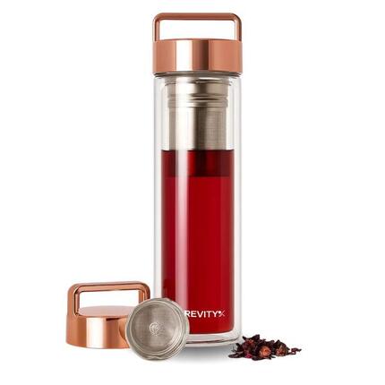 Butelka termiczna szklana na wodę, herbatę z zaparzaczem 450 ml Revity