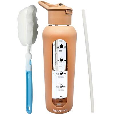 Trinkflasche aus Glas, Wasserflasche 700 ml mit Silikonhülle und Trinkstutzen