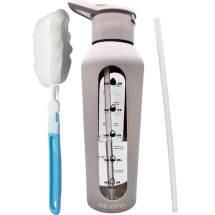 Gourde de sport en verre motivante 700 ml avec housse silicone + paille Revity