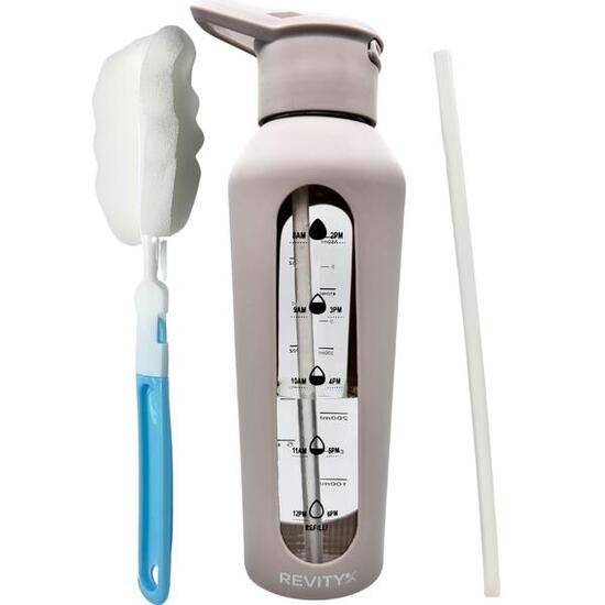 Trinkflasche aus Glas, Wasserflasche 700 ml mit Silikonhülle und Trinkstutzen