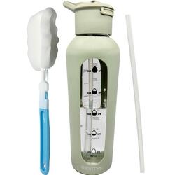Gourde de sport en verre motivante 700 ml avec housse silicone + paille Revity