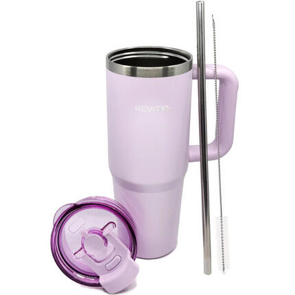 Mug isotherme inox avec paille et poignée 900 ml, chaud 12 h / froid 24 h Revity