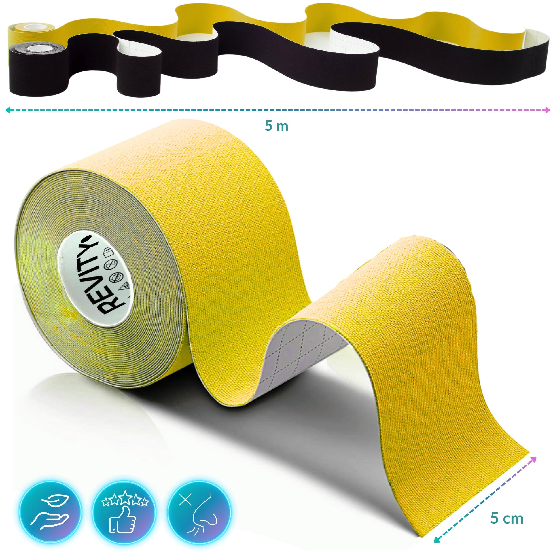 Cinta kinesiológica 5 m × 5 cm, venda de sujeción Kinesiotape - Recovery Tape 3/7