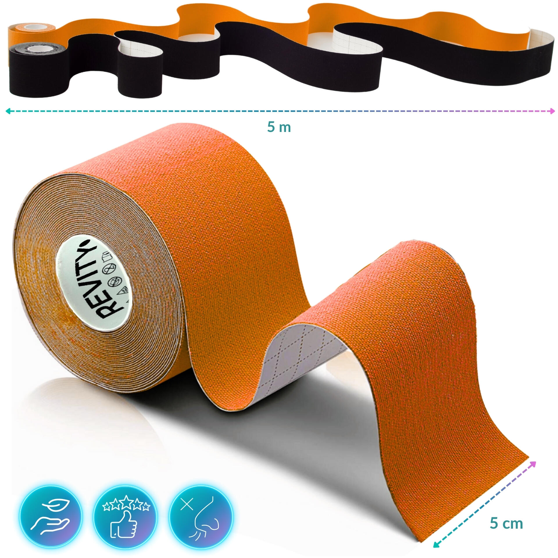 Cinta kinesiológica 5 m × 5 cm, venda de sujeción Kinesiotape - Recovery Tape 3/7