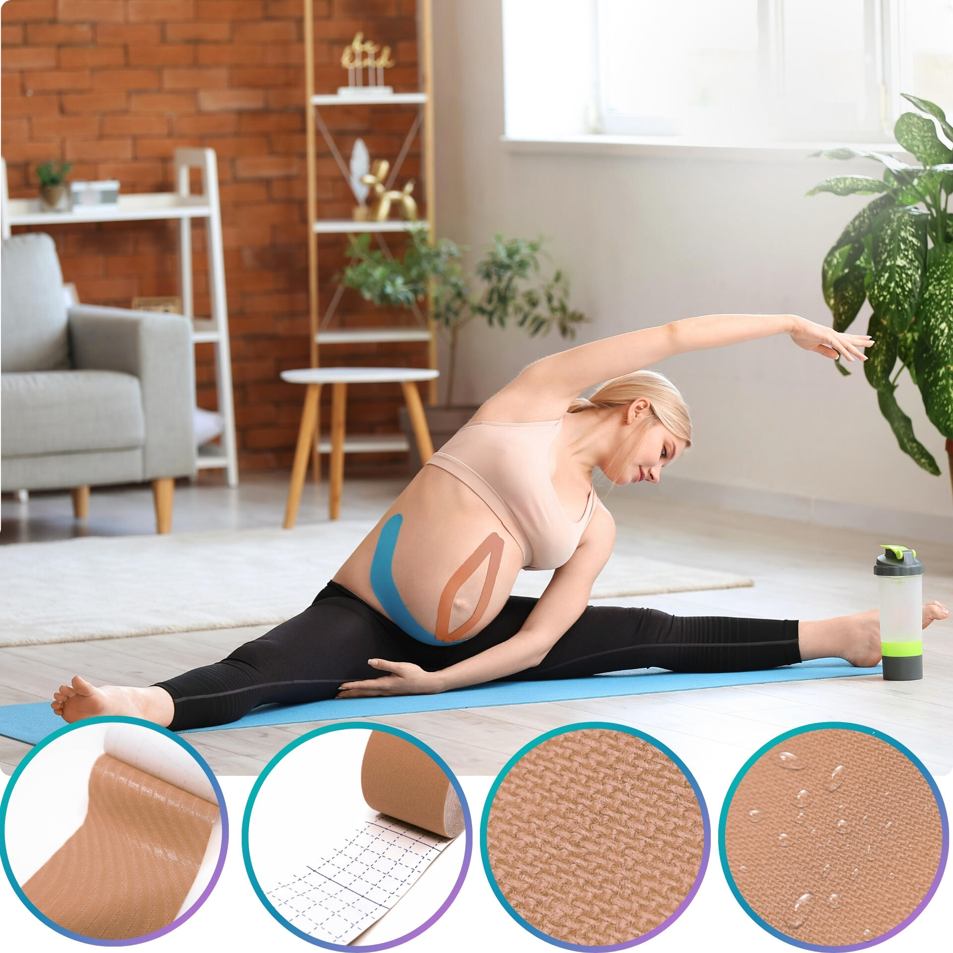 Tape kinesiologico 5 m × 5 cm per taping sportivo di tutto il corpo REVITY 2/7