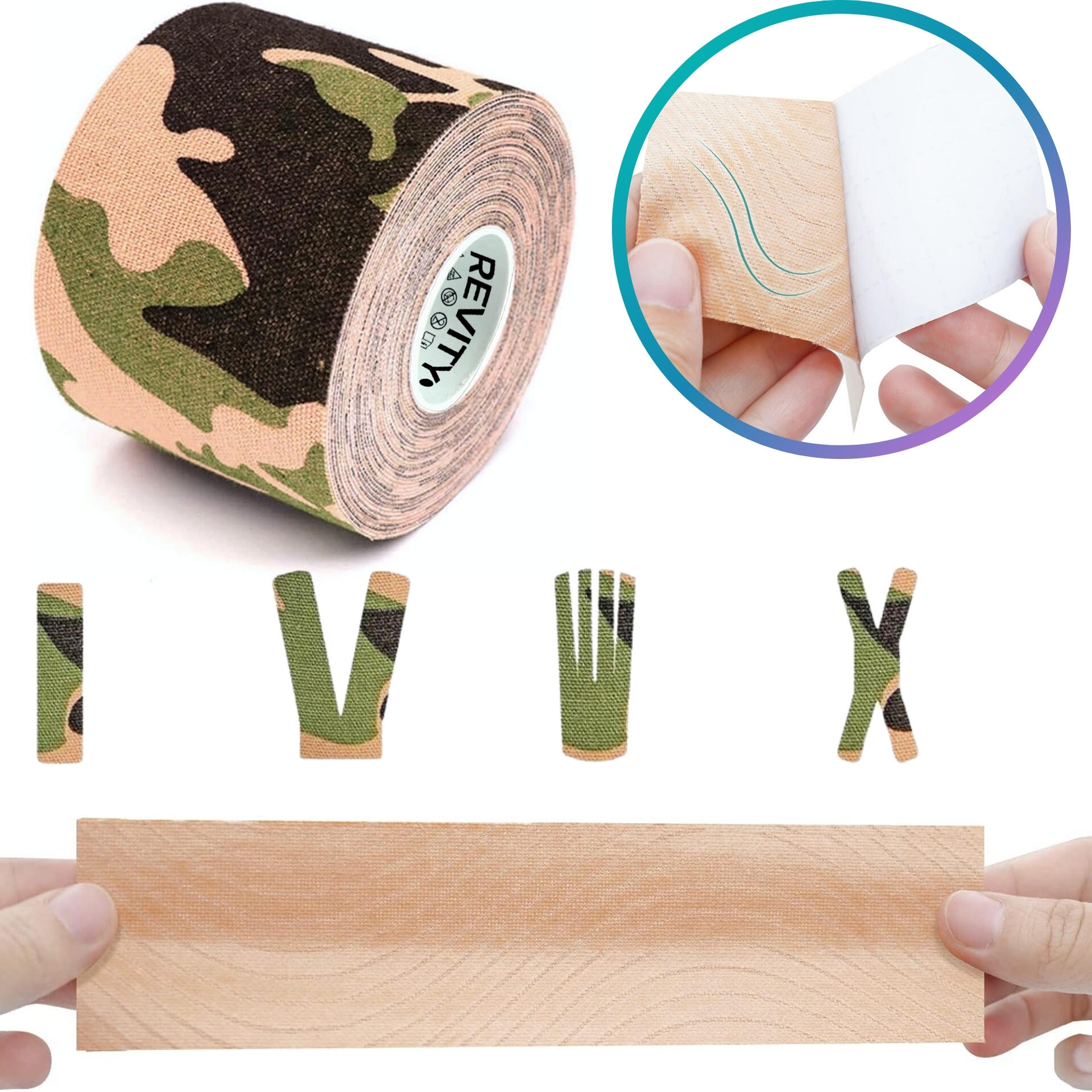 Cinta kinesiológica 5 m × 5 cm, venda de sujeción Kinesiotape - Recovery Tape 3/7